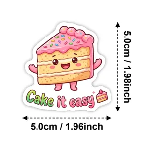 Cute cartoon cake sticker kawaii decorative waterproof sticker for laptop and student journal.