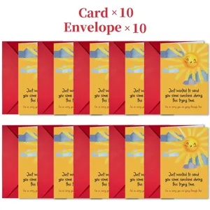Sunshine greeting cards and red envelopes set 10 pcs sympathy card encouragement gifts
