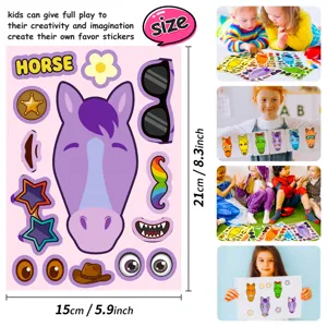 Kinderen DIY maak een gezicht paard sticker set creatieve vroege educatie puzzel speelgoed