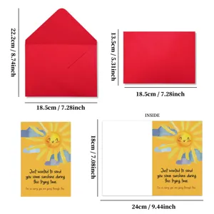 Sunshine greeting card and envelope set with warm blessing quotes and clear size details for gifting.