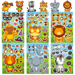 Kinder DIY Tier Gesichter Sticker Set, lustige Cartoon Puzzlespielzeug für frühkindliche Bildung.