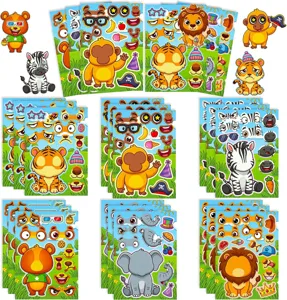Kinder Tier Gesichter Aufkleber Set, DIY Cartoon Tier Sticker für frühe Bildung Puzzle Spiel.