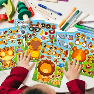 Niedliche Tier Gesichtswechsel Aufkleber DIY Cartoon Tier Puzzle Aufkleber für Kinder Früherziehung