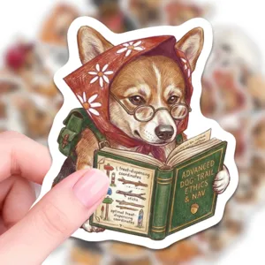 Adorable autocollant chien Corgi étanche en vinyle pour ordinateur portable bouteille valise
