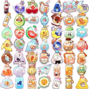 50 Stk. süße transparente PET-Aufkleber ästhetische Kawaii Flaschen Deko Aufkleber