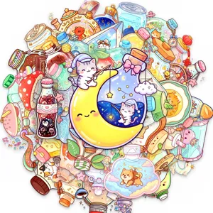 Süße Cartoon Katzen Aufkleber Pack transparente wasserdichte DIY Scrapbooking Deko Artikel