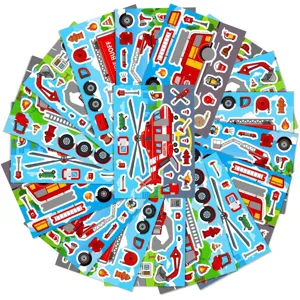 Schattige cartoon brandweerwagen puzzel stickers voor kinderen DIY educatief speelgoed