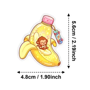 Süßer Cartoon Bananen Affe Aufkleber wasserdichter dekorativer Aufkleber für Laptop Flasche.