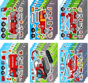 Kinderen DIY brandweerauto reddingsvoertuig sticker puzzel set educatief speelgoed pack