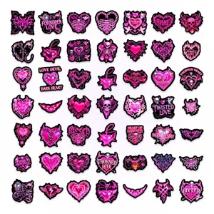 50 pcs gothique rose noir coeur autocollants y2k imperméable mignon décalcomanies pour gourde