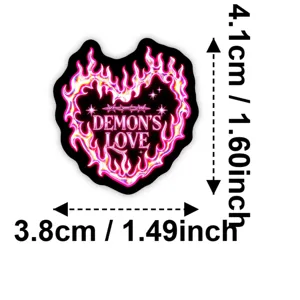 Autocollant impermeable coeur flamme rose et noir gothique pour journal et coque de telephone.