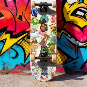 Adesivi divertenti animali cartone animato inglese meme impermeabili per skate decoro.