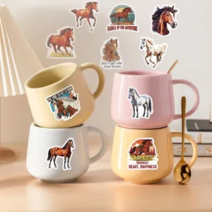 Set di adesivi con cavalli selvatici colorati e citazioni stimolanti per i vostri laptop.