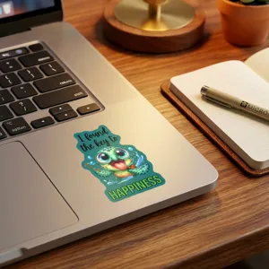 Adorabile adesivo tartaruga cartone animato con testo divertente per il tuo laptop.