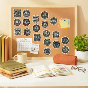Vintage retro sailing ship stickers detailed scene display for journal and luggage decoration.