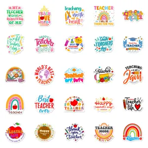 50pcs teacher stickers waterproof vinyl cute decal for water bottle laptop gift 2024