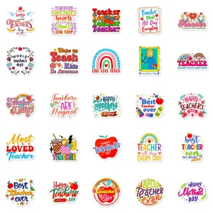 Waterproof teacher stickers pack, cute vinyl decal for laptop, water bottle, journal, 50pcs.