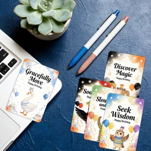 Detailed view of cute watercolor animal greeting cards, ideal for birthday party gifts and decor.
