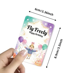 Watercolor birthday greeting card with cute animal illustration and party blessings.