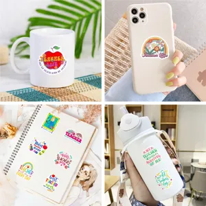 Waterproof teacher stickers set, colorful vinyl decal for laptop and water bottle, 50pcs