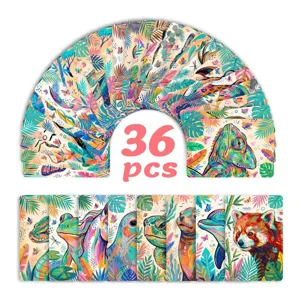 36pcs colorful animal illustration cards set, forest animal journaling decorative postcards