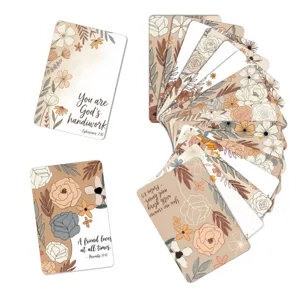 Boho floral affirmation cards set, positive encouragement scripture cards for daily motivation.