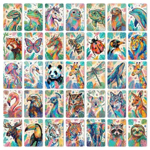 36 colorful animal illustration cards set tropical jungle wild animals wall decor card