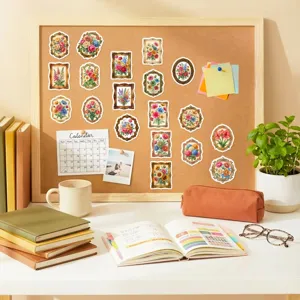 Ensemble d'autocollants de cadres floraux vintage pour journal, scrapbooking et papeterie.