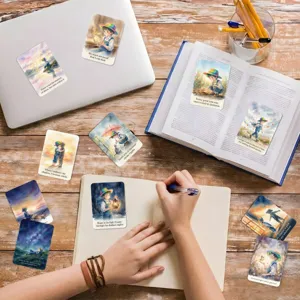Watercolor inspirational quote cards set featuring positive words and cute illustrations for daily motivation.