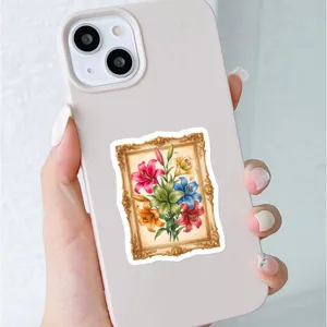Cadre photo rétro européen élégant autocollant floral décoratif pour journal et téléphone.