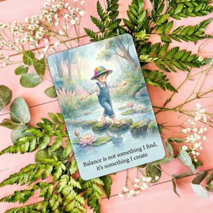 Watercolor inspirational quote card with a cute boy illustration, positive energy card.