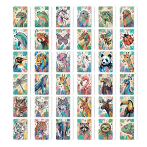 36pcs Colorful Animal Illustration Cards Set Painted Forest Animals Wall Decor Postcards