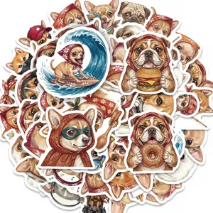 Pack de stickers de chiens mignons autocollants étanches en vinyle dessin animé pour ordi 50pcs