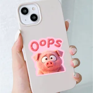 Cute 3D plush pink pig phone case with English text Oops for iPhone cover design