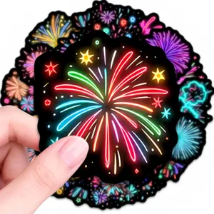 Neon Fireworks Stickers Pack Colorful Aesthetic Decorative Decals Waterproof Vinyl Laptop Luggage Tablet Computer Decor Stickers