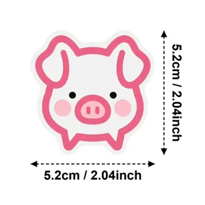 Cute pink pig shaped transparent PET sticker, waterproof decorative decal for laptop 5.2cm