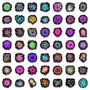 Colorful neon fireworks sticker pack waterproof vinyl decals for suitcase laptop decoration