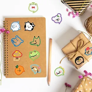 Cute cartoon animal and fruit transparent PET stickers, perfect for journaling and DIY crafts.
