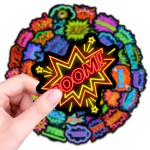 Set di adesivi colorati a fumetti neon per decorazione di diario album impermeabili