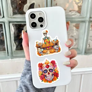 Day of the Dead skull stickers waterproof vinyl decals for phone case laptop water bottle.