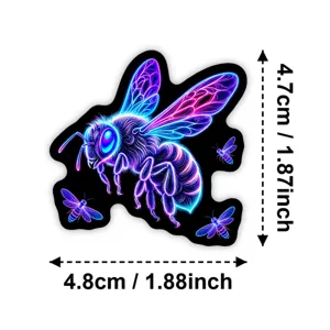 Adesivo ape luminosa neon blu viola sfumatura impermeabile decorazione fai da te 4.7x4.8cm