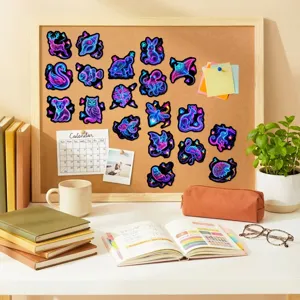 50pz Adesivi Animali Neon Luminosi Blu Viola Sfumato DIY Diario Decorazione Sticker