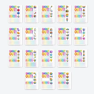 Buntes Neon Ermutigung Notizkarten Set mit lebendigem Design für kreative Wanddeko.