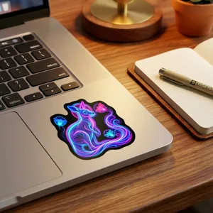 Adesivo animale al neon luminoso sfumato blu viola creativo DIY decorativo per laptop 1pz