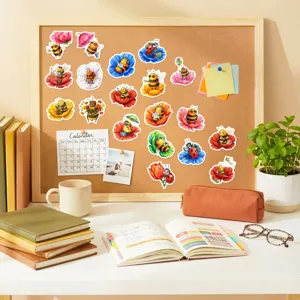 50pcs Cute Bee Stickers Set Watercolor Ladybug Cartoon Floral Decals for Journaling Scrapbook
