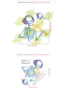 Halloween skeleton window sticker static glass decal holiday decorative wall art 20x20cm