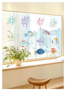 Kleurrijke zeevis raamstickers statische glasdecals voor thuis badkamer kamer decor.