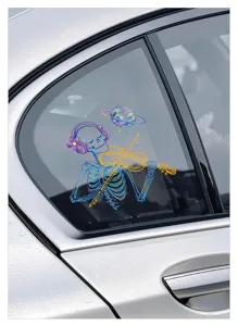 Halloween skeleton violin window sticker static decal glass decor waterproof removable graphic