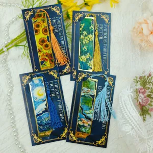 Retro Art Oil Painting Metal Bookmark With Tassel Famous Painting Hollowed Out Page Marker Clip Stationery Gift For Book Lovers