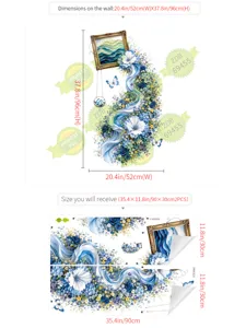 Blue rose photo frame floral wall sticker aesthetic home decor wall art decal detail view